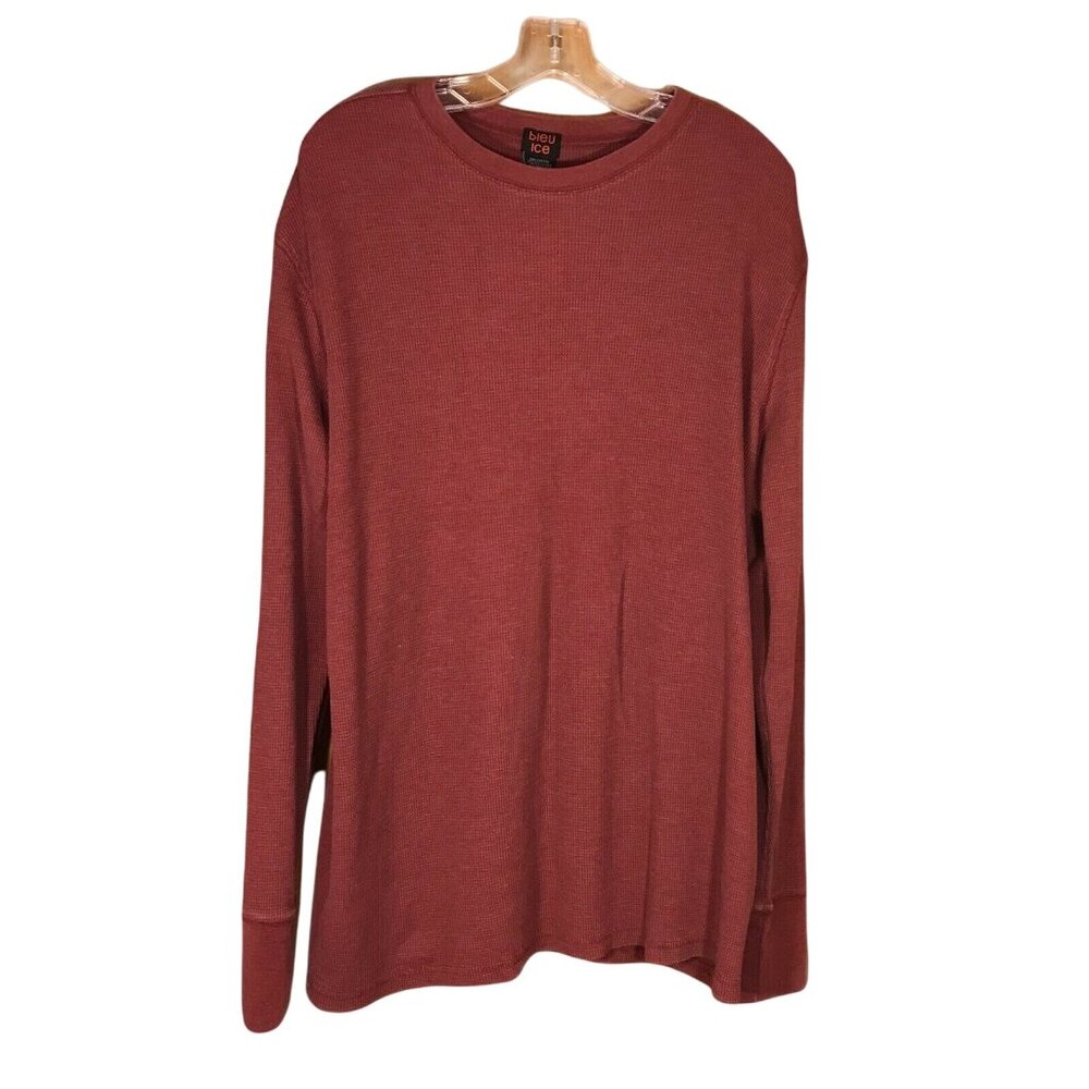 Bleu Ice Mens Sz XXL Shirt Waffle Knit Long Sleeve Crewneck Red New Without Tags